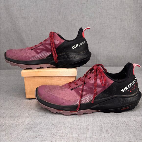 Salomon Outpulse Gore-Tex Hiking Shoes Maroon Black Gorpcore Women’s 10‎ - Picture 3 of 12